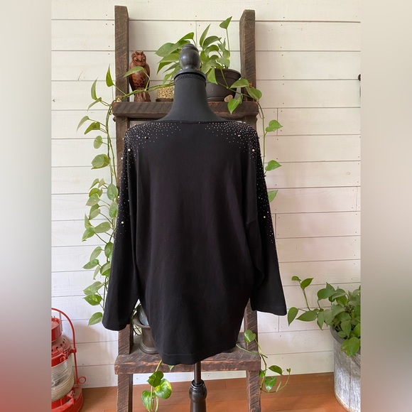Calvin Klein: Black Relaxed Embellished Sweater - Picture 4 of 17